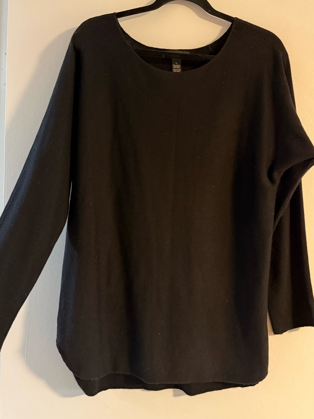 INC International Concepts Black Wool Blend Tunic Sweater XL